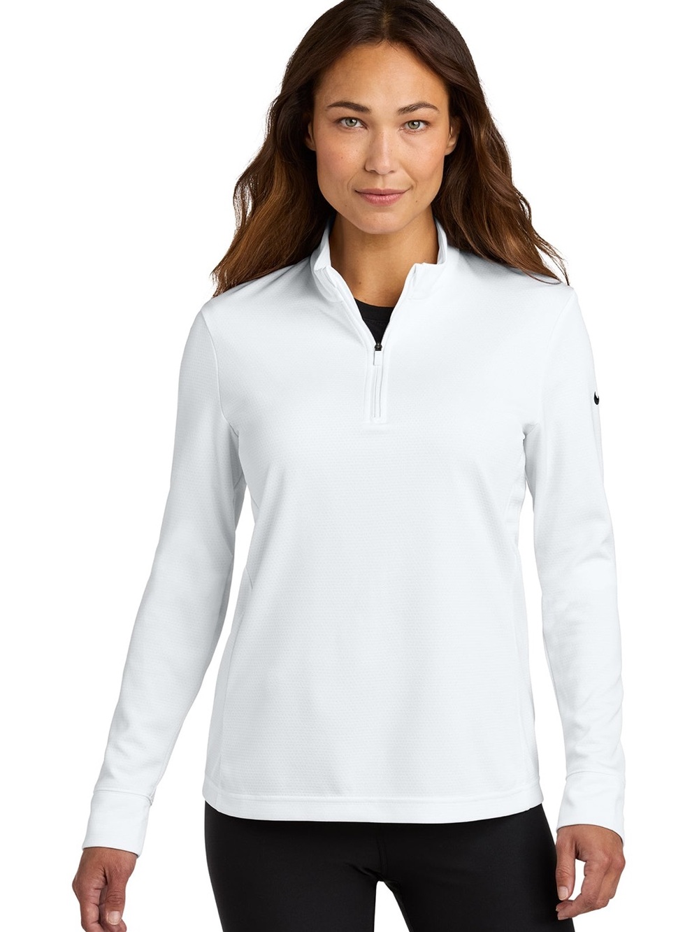White Nike Warm fitted quarter zip